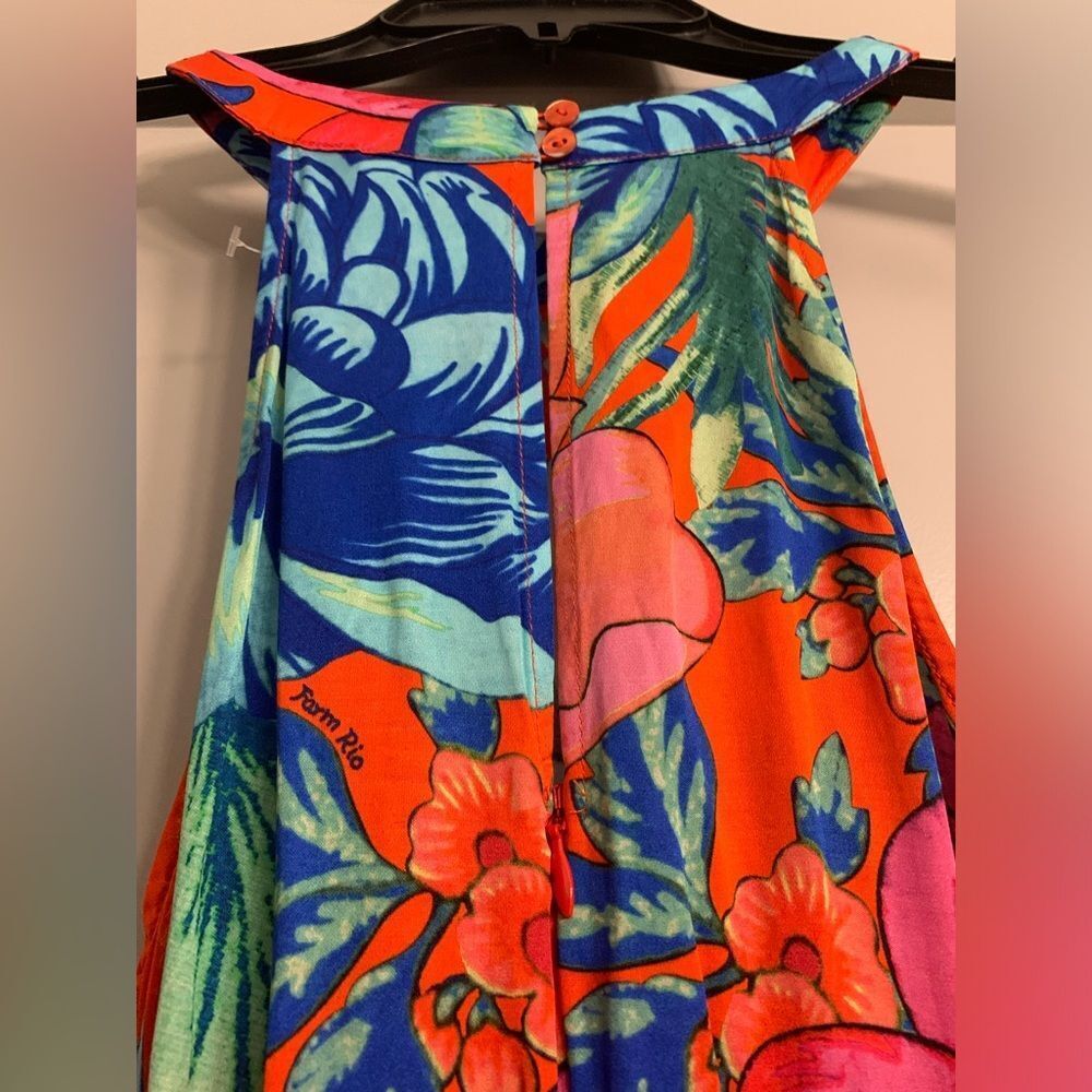 Farm Rio x Anthropologie Floral Print Halter Wide Leg Jumpsuit Resortwear - XS - Picture 7 of 15
